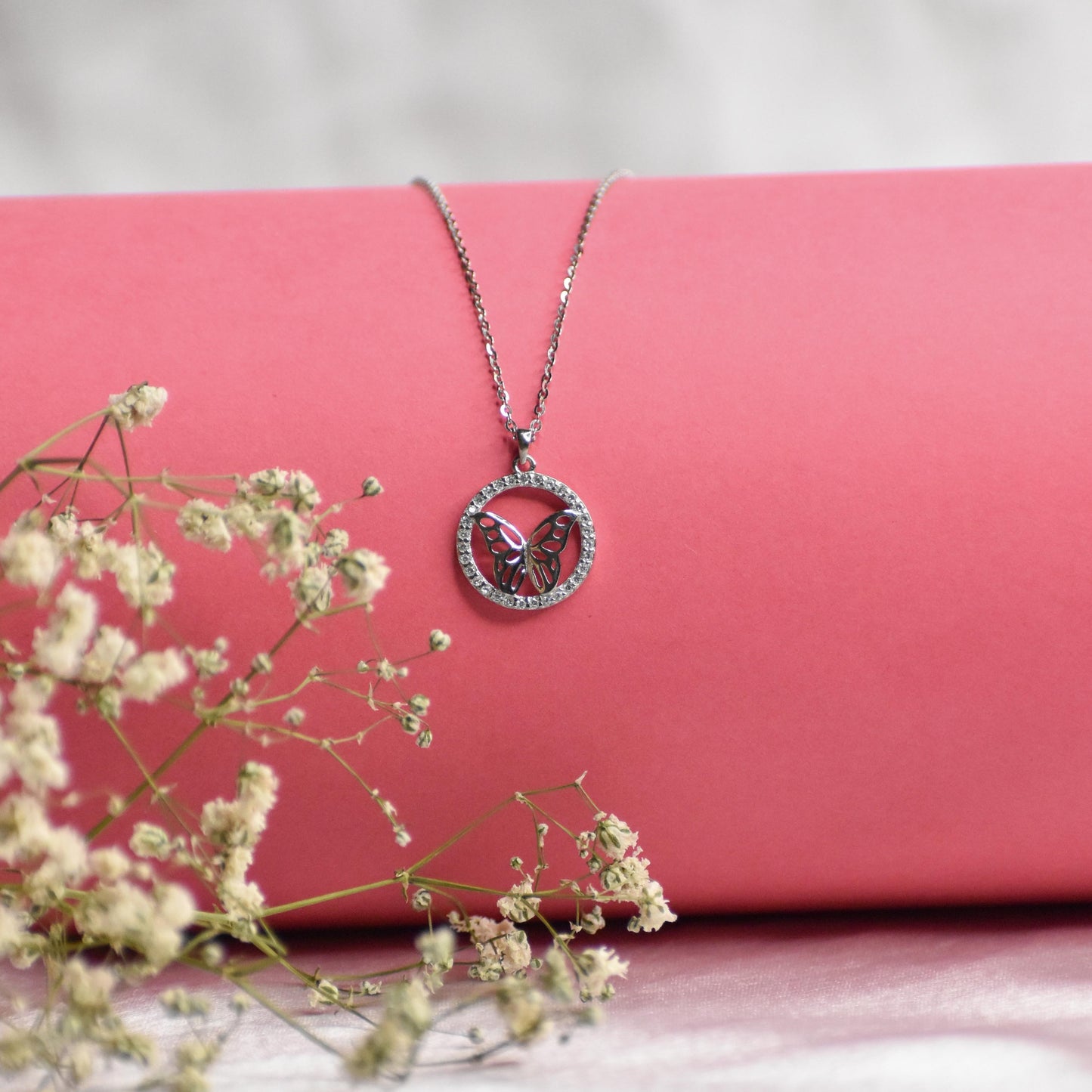 Encircle Butterfly Sterling Silver Pendant Chain