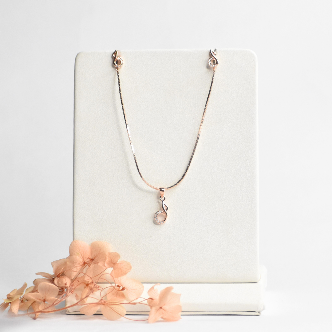 Infinity Elegant Rosegold Pendant Set