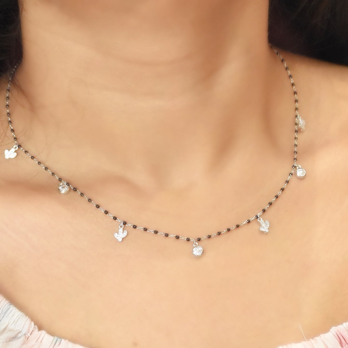 charming bling Charms Sterling silver Mangalsutra Necklace