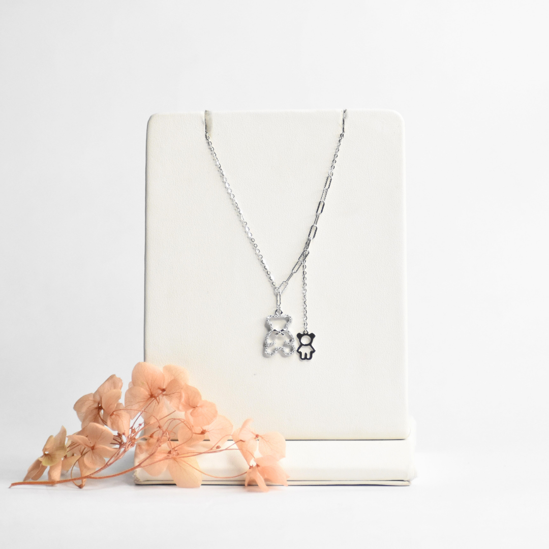 Tiny Bear Silver Pendant Chain