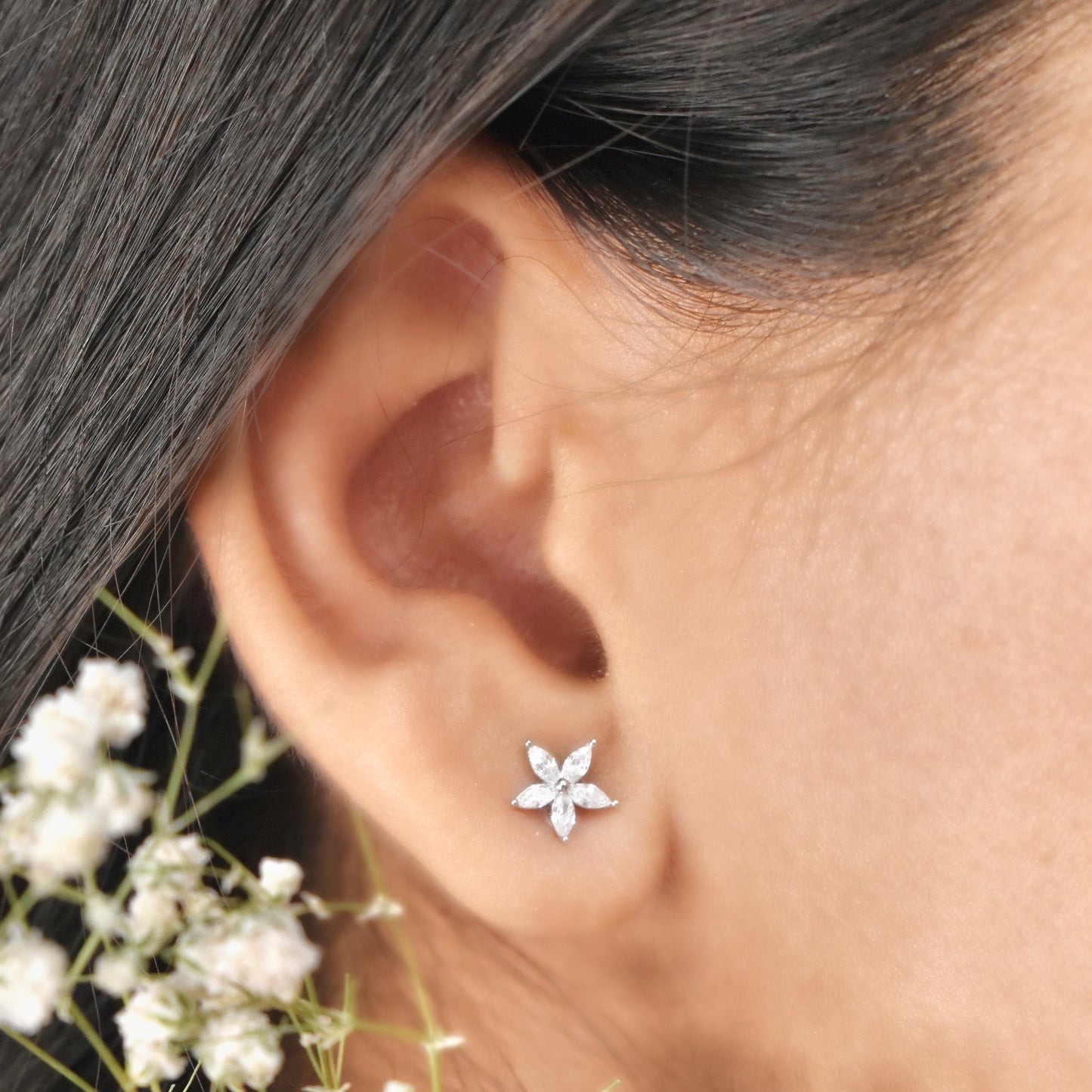 Dainty Leaf Silver Earrings