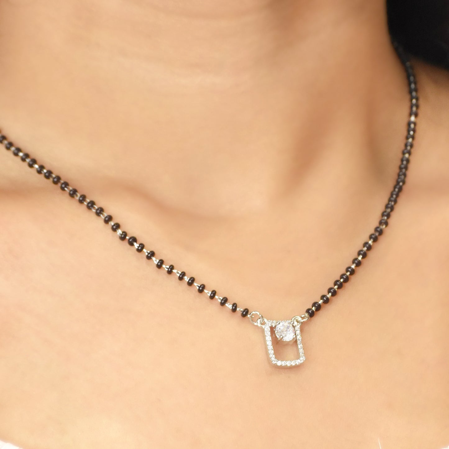 Trending Square Sterling Silver Mangalsutra Necklace