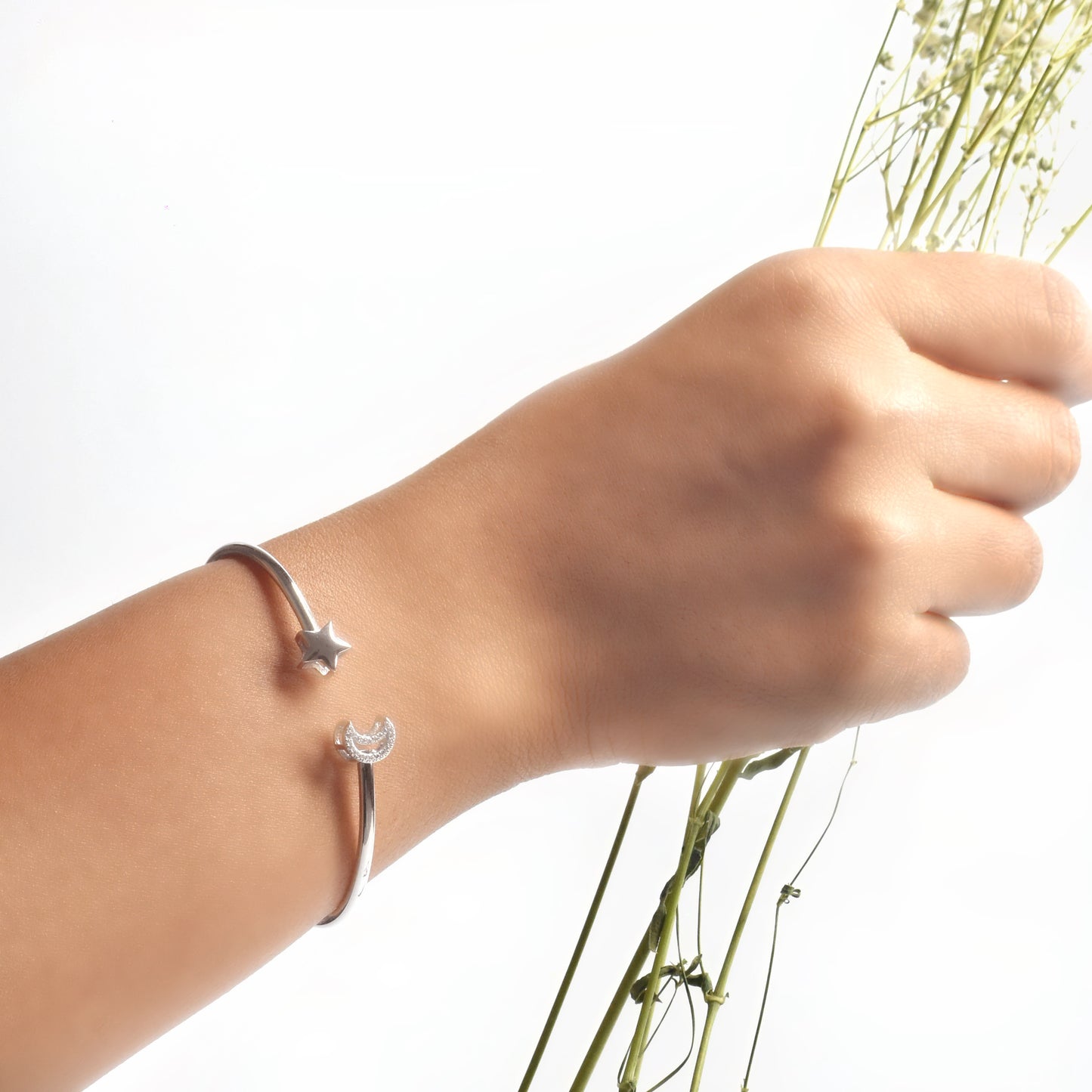 Star & Moon Sterling Silver Bracelet