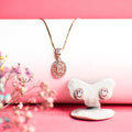 Oval Dual Disk with Solitaire Rosegold Pendant Set