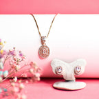Oval Dual Disk with Solitaire Rosegold Pendant Set