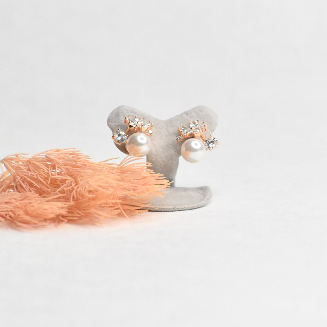 Droplet Pearl Rosegold Earrings