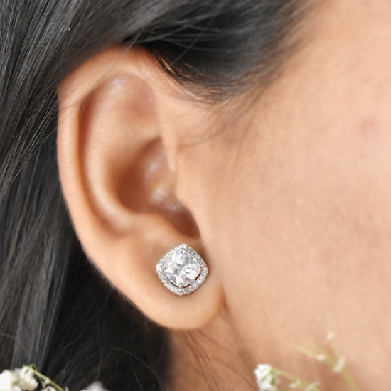 Stellar Square Silver Earrings