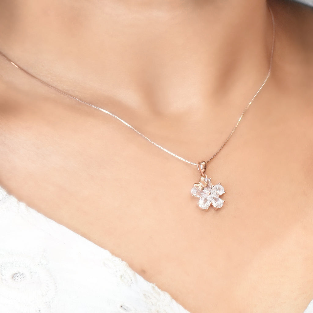 Frosted Flower Elegance Pendant Set