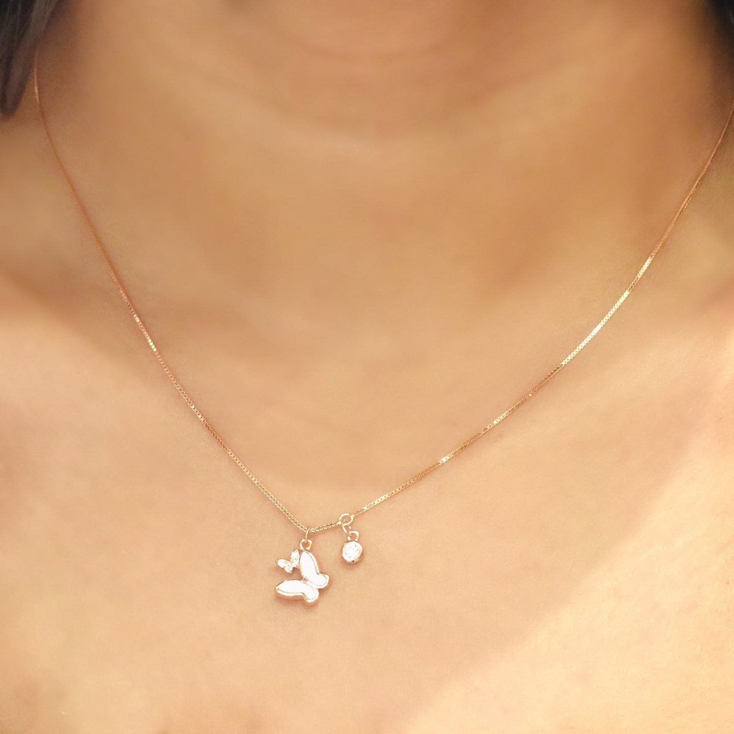 Dainty Butterfly with diamond Pendant Chain