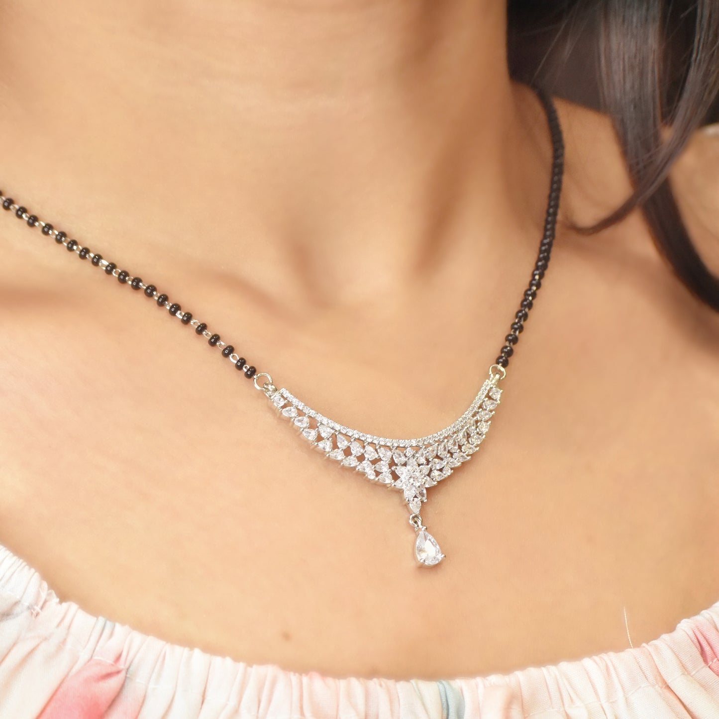 Classic Leafy Sterling Silver Mangalsutra Necklace