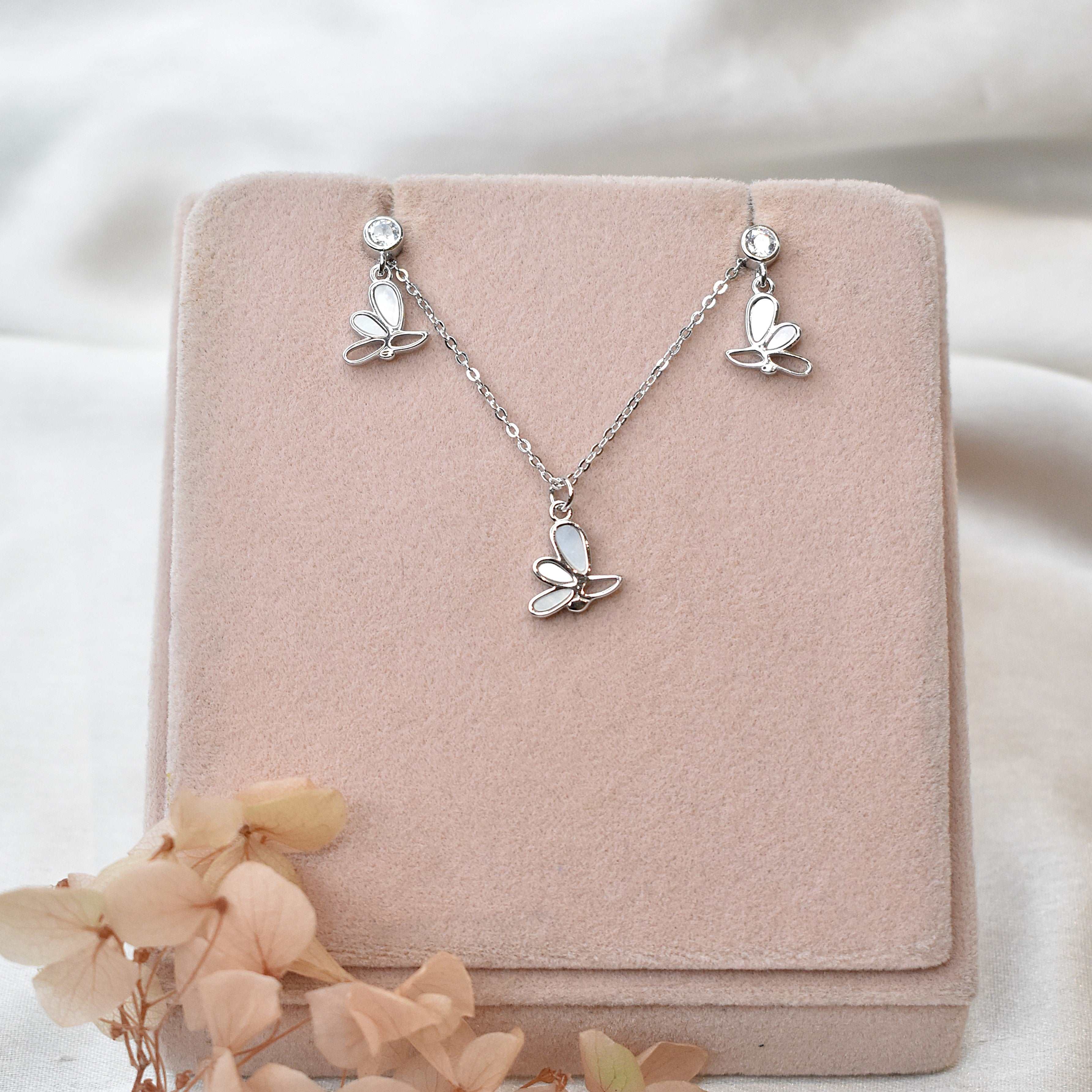 MOP Butterfly Pendant Set
