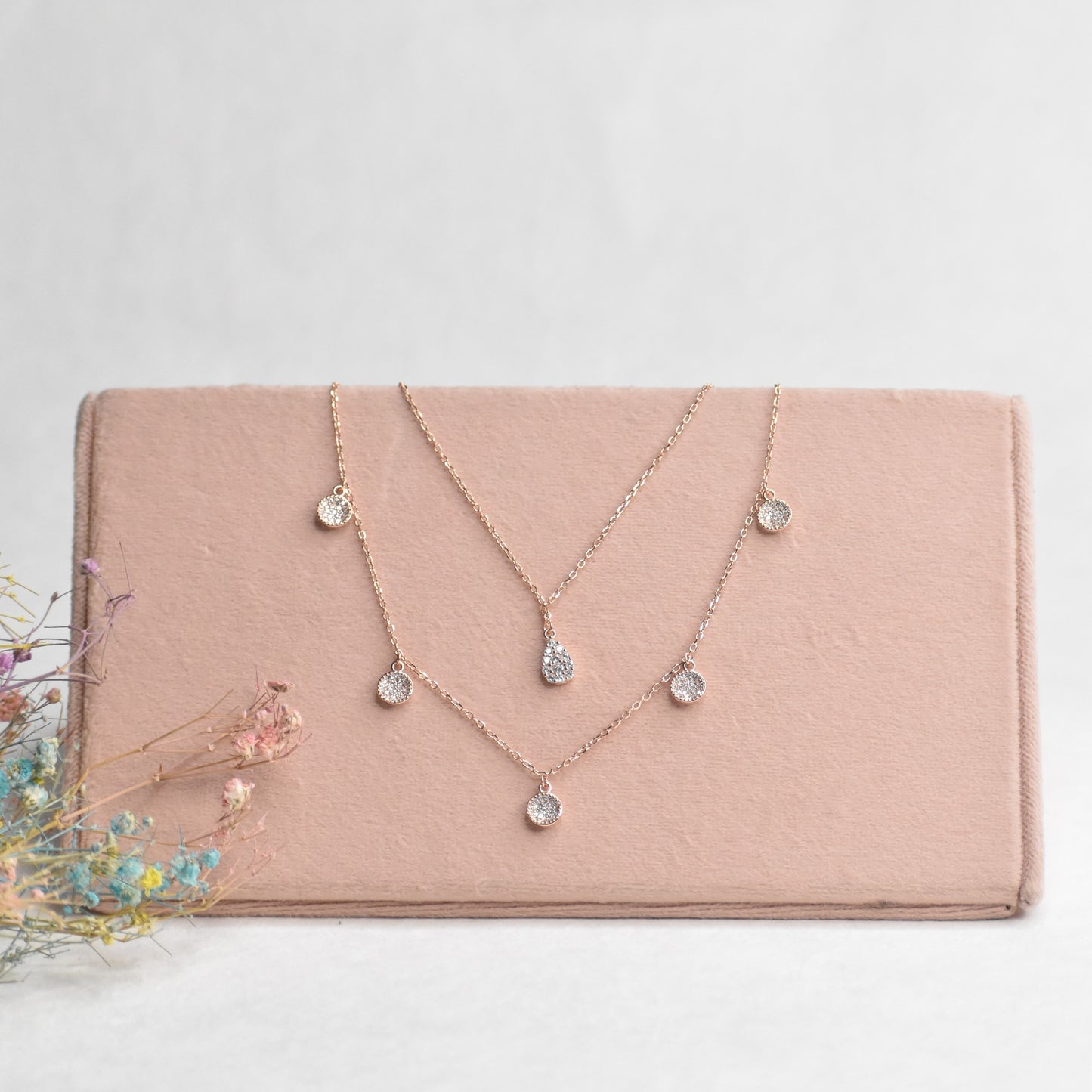 Layered Rosegold Charm Necklace