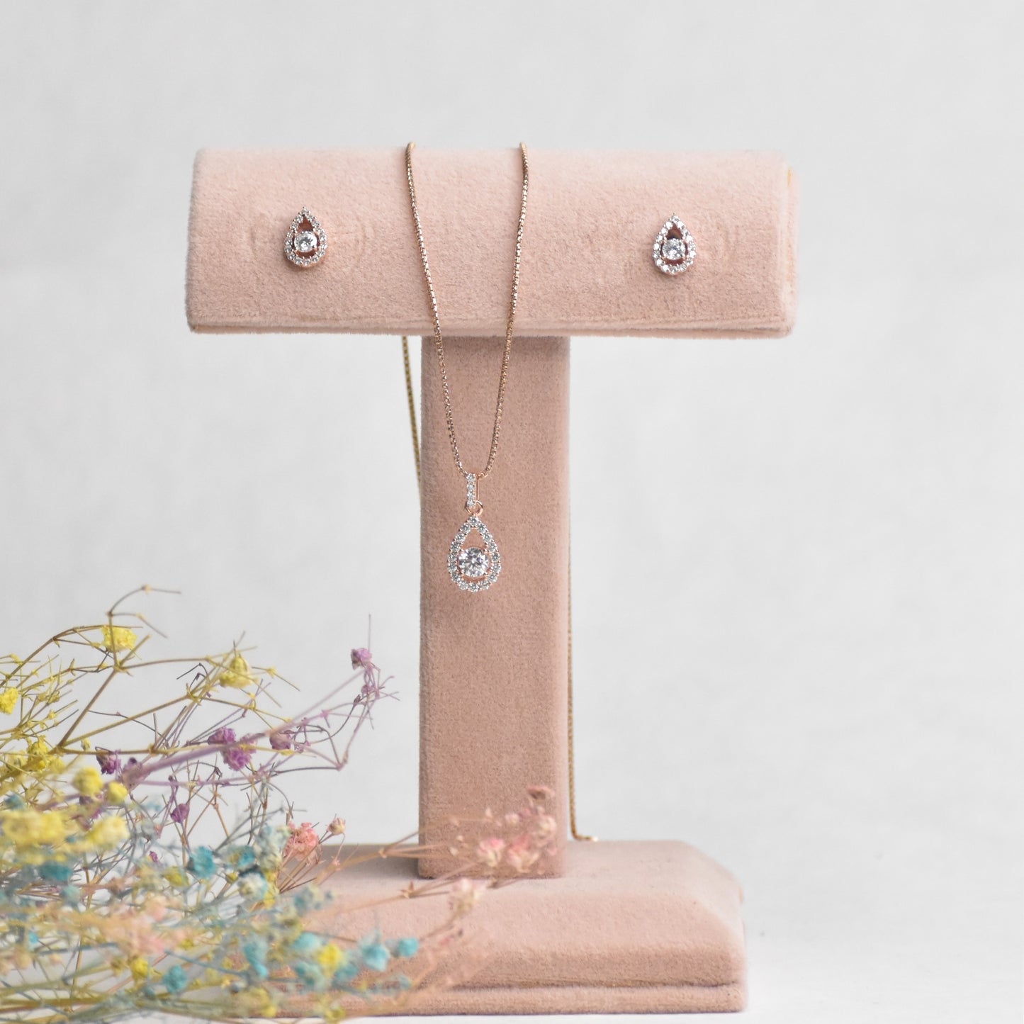 Droplet Rosegold Pendant Set