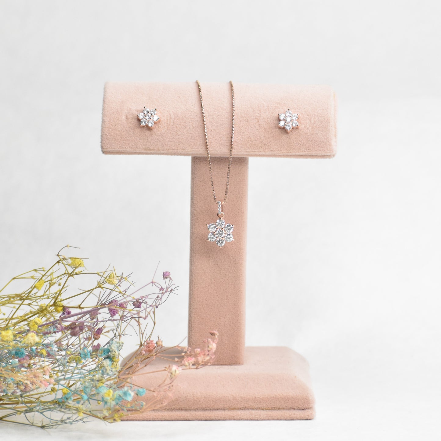 Floral Rosegold Pendant Set