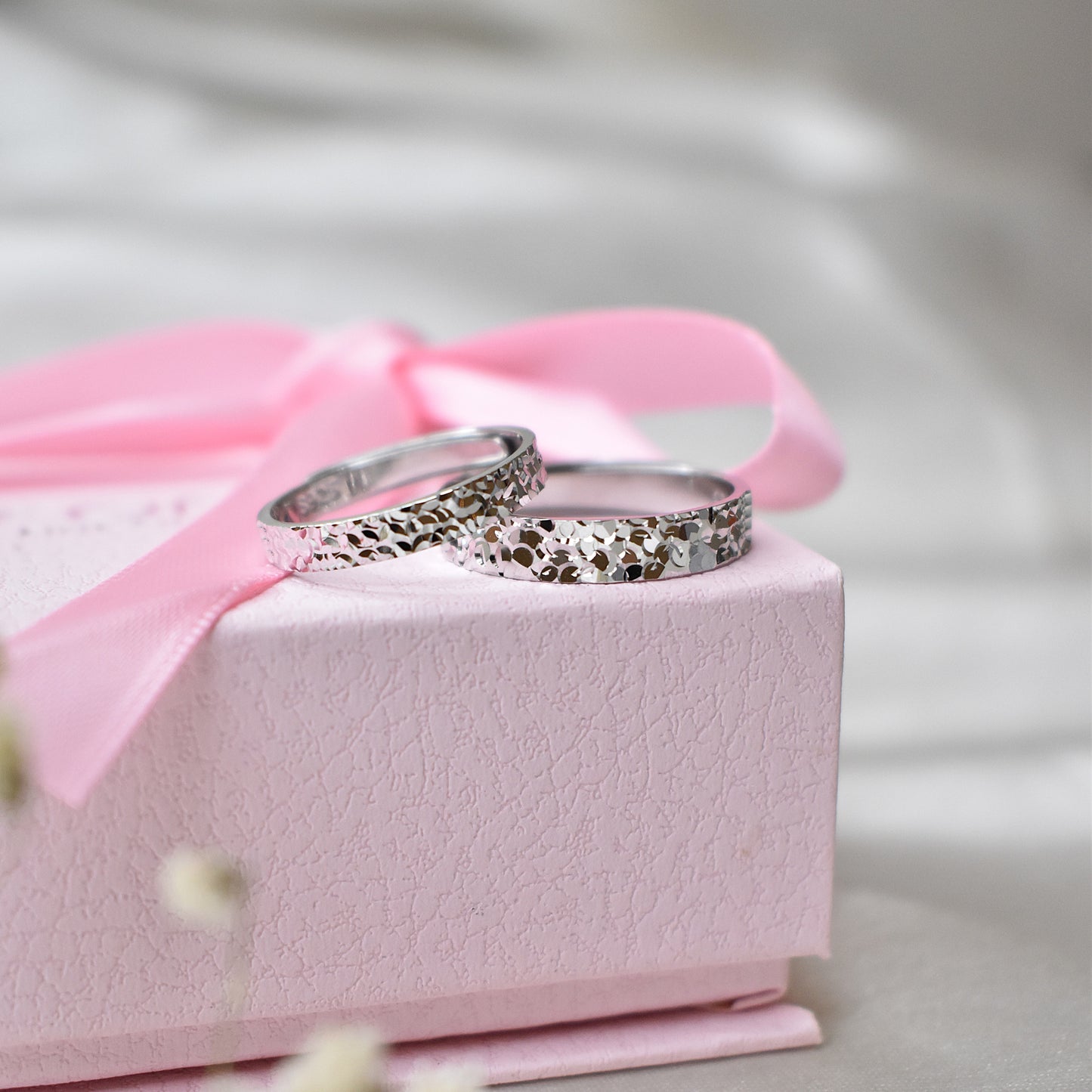 Moon Dust Texture Couple Rings
