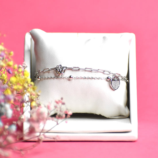 Charm Sterling Silver Chain Bracelet