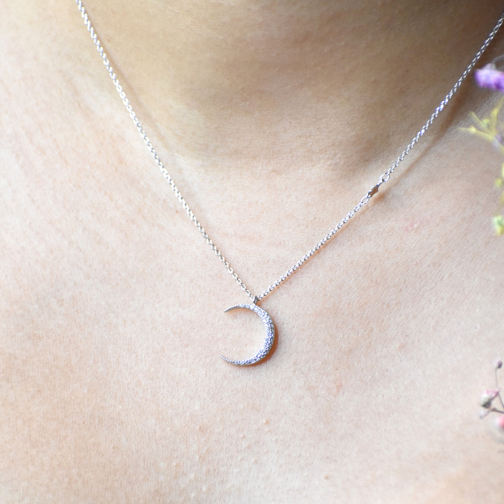 Crescent Sterling Silver Pendant Chain