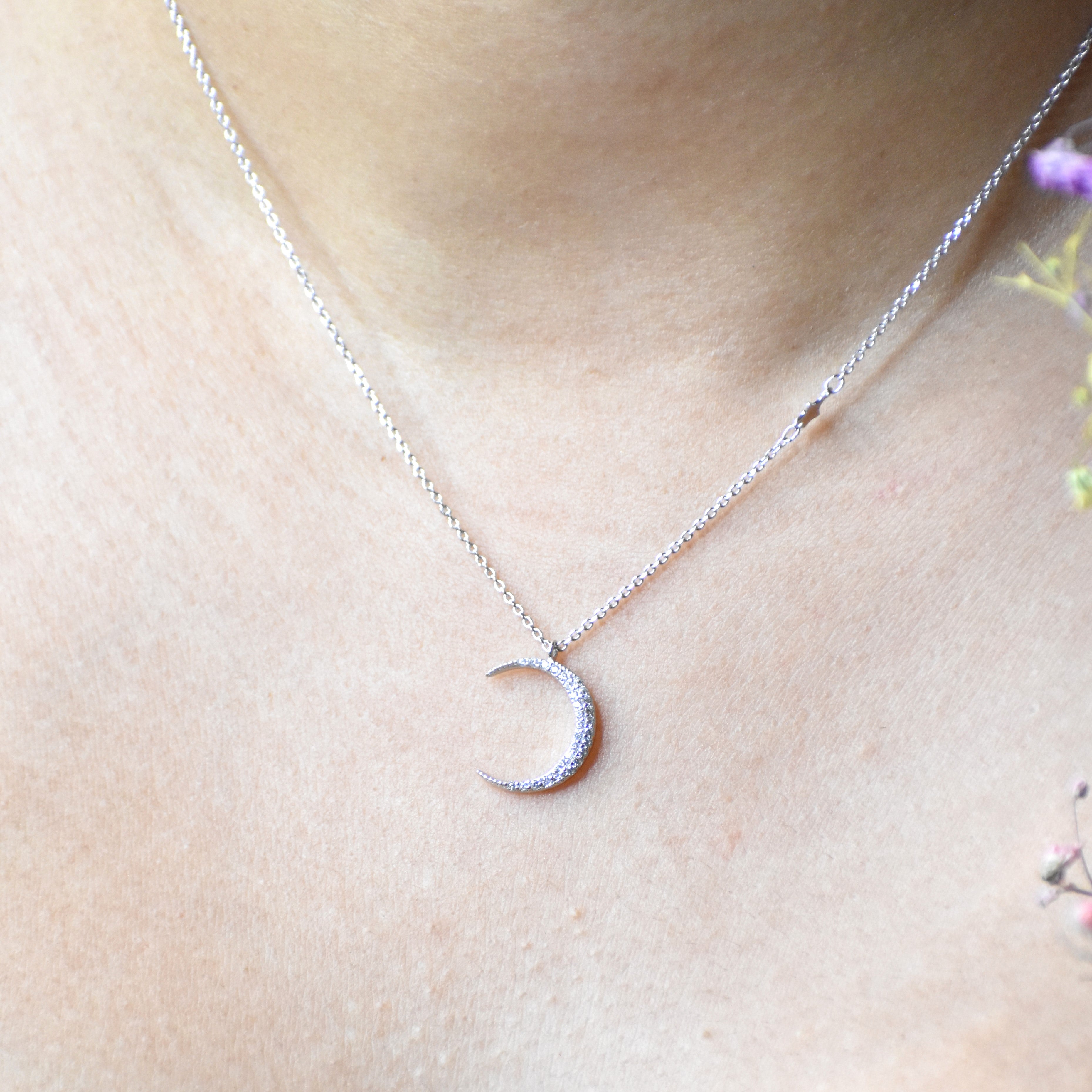 Crescent Sterling Silver Pendant Chain