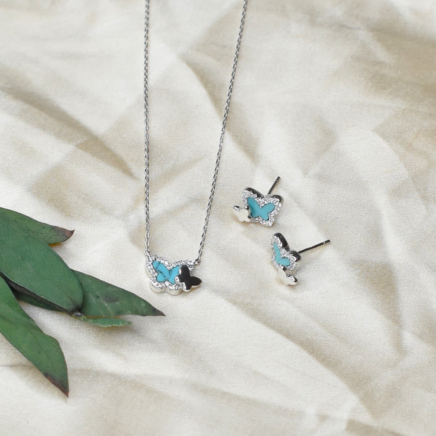 Turquiose Butterfly Pendant Set