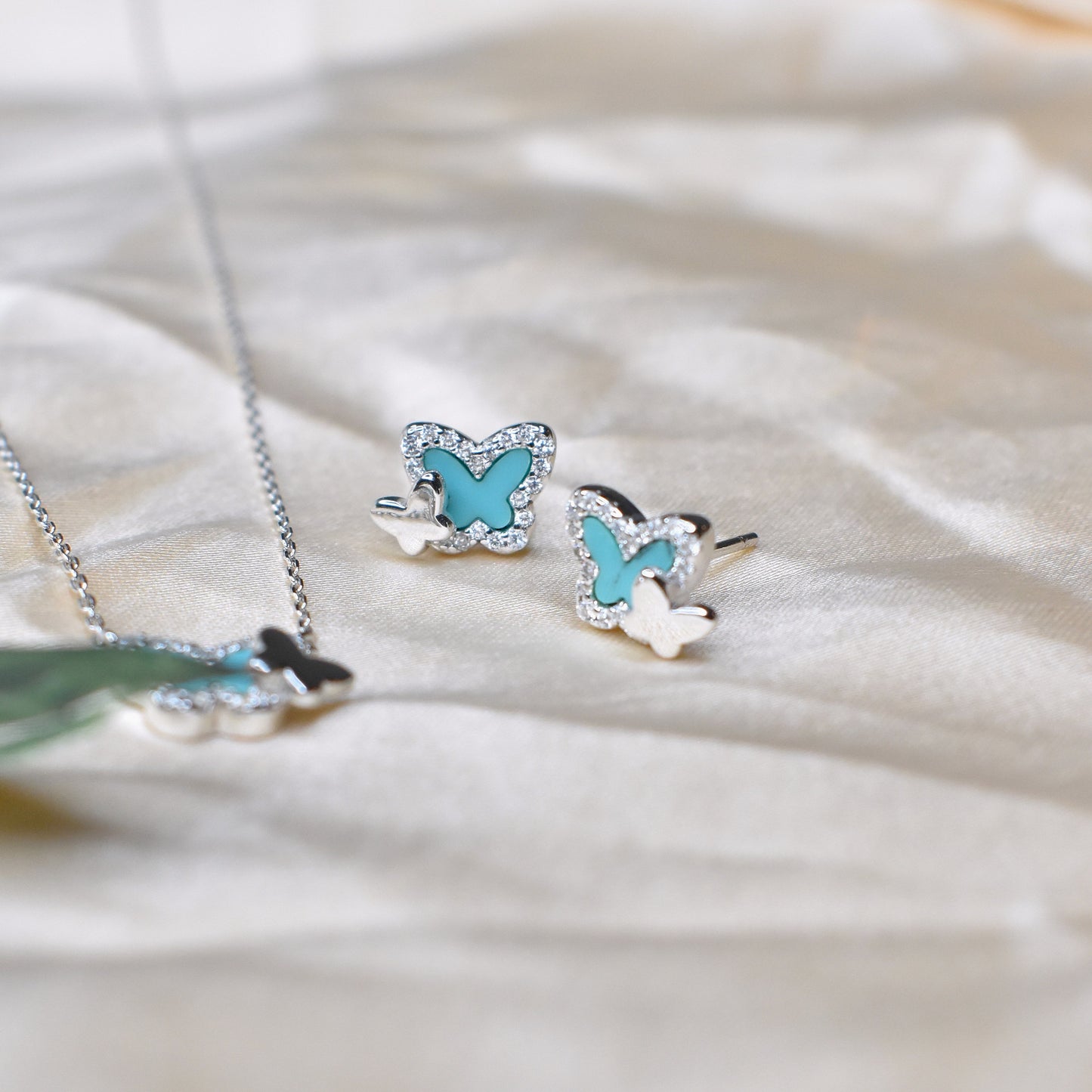 Turquiose Butterfly Pendant Set