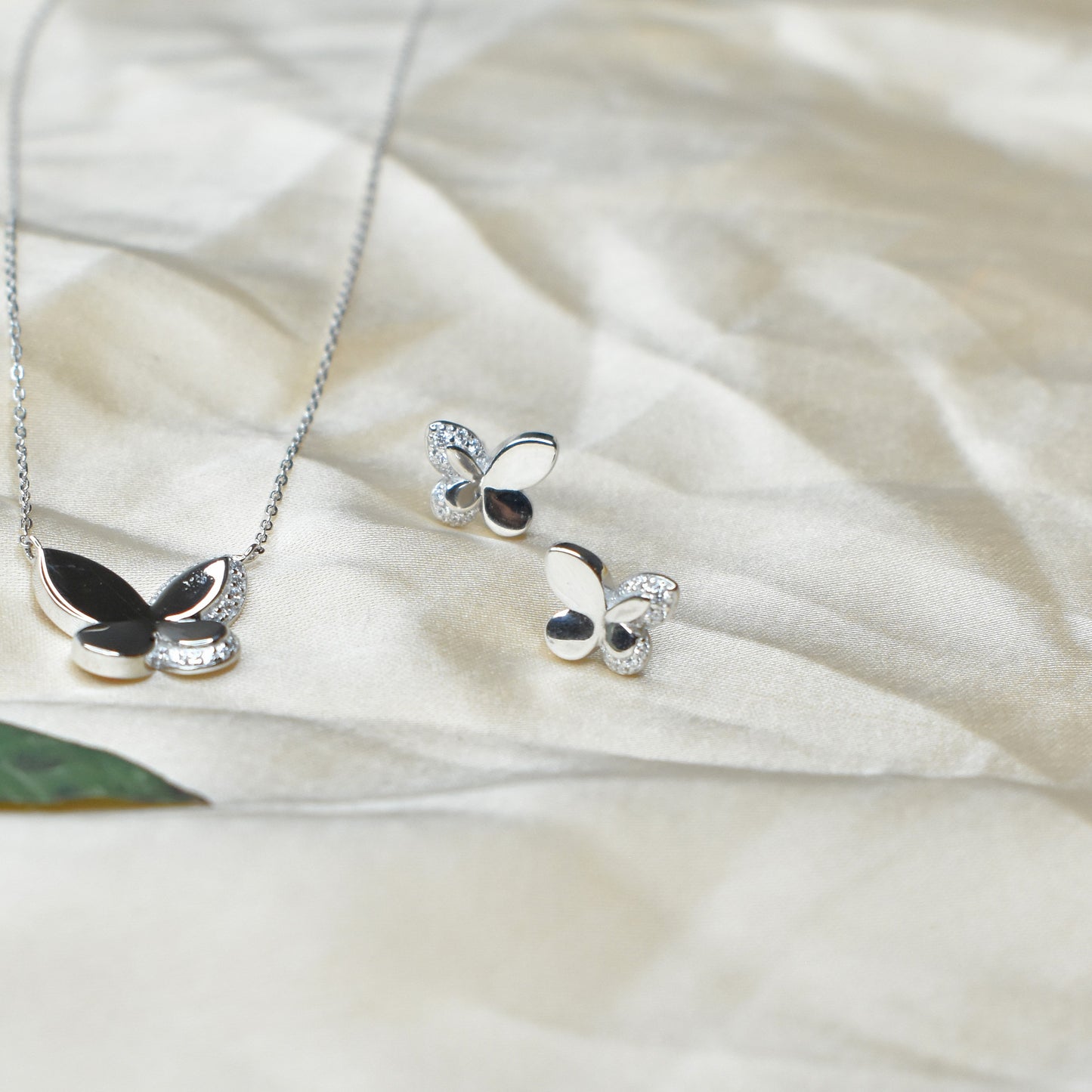 Sleek Butterfly Pendant Set