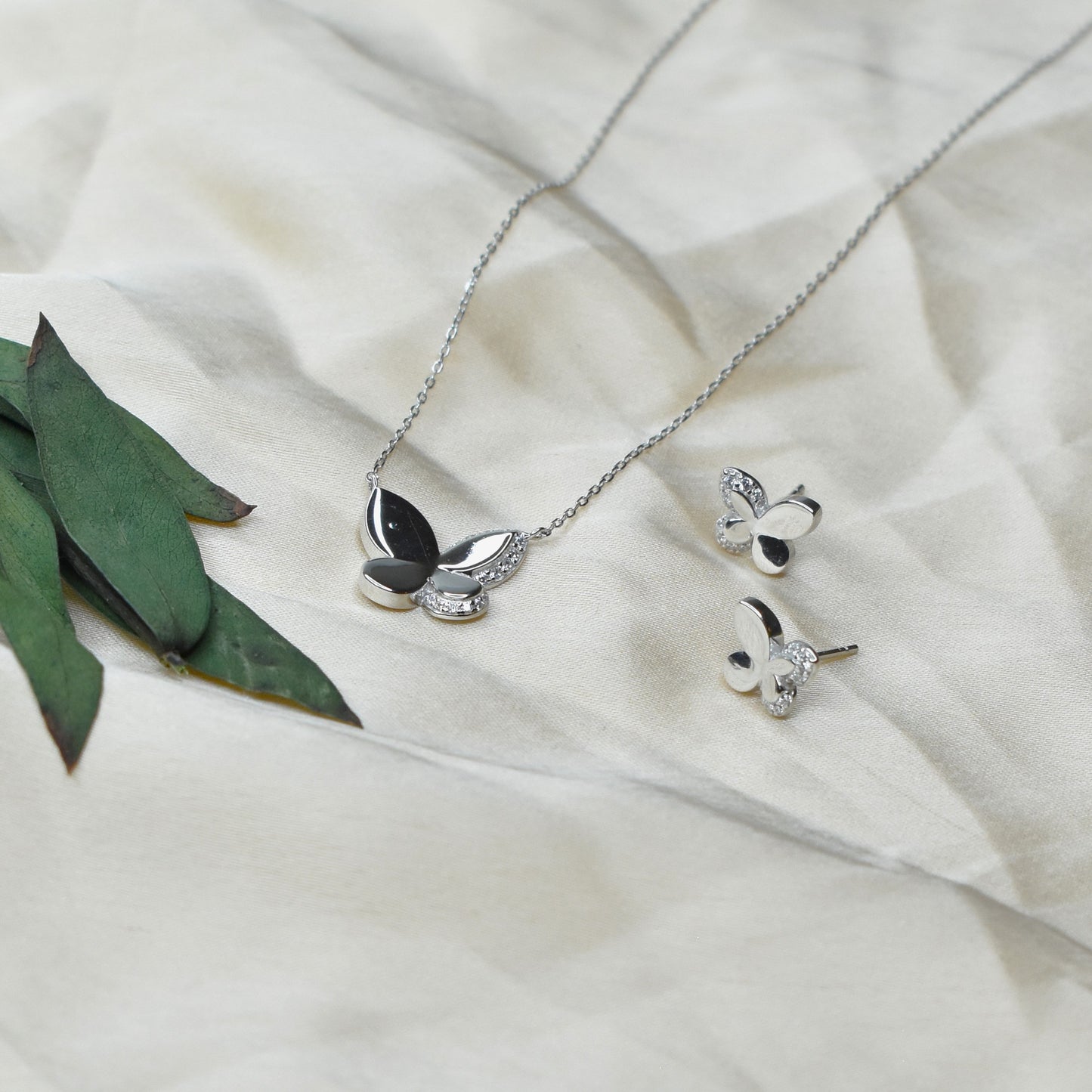 Sleek Butterfly Pendant Set