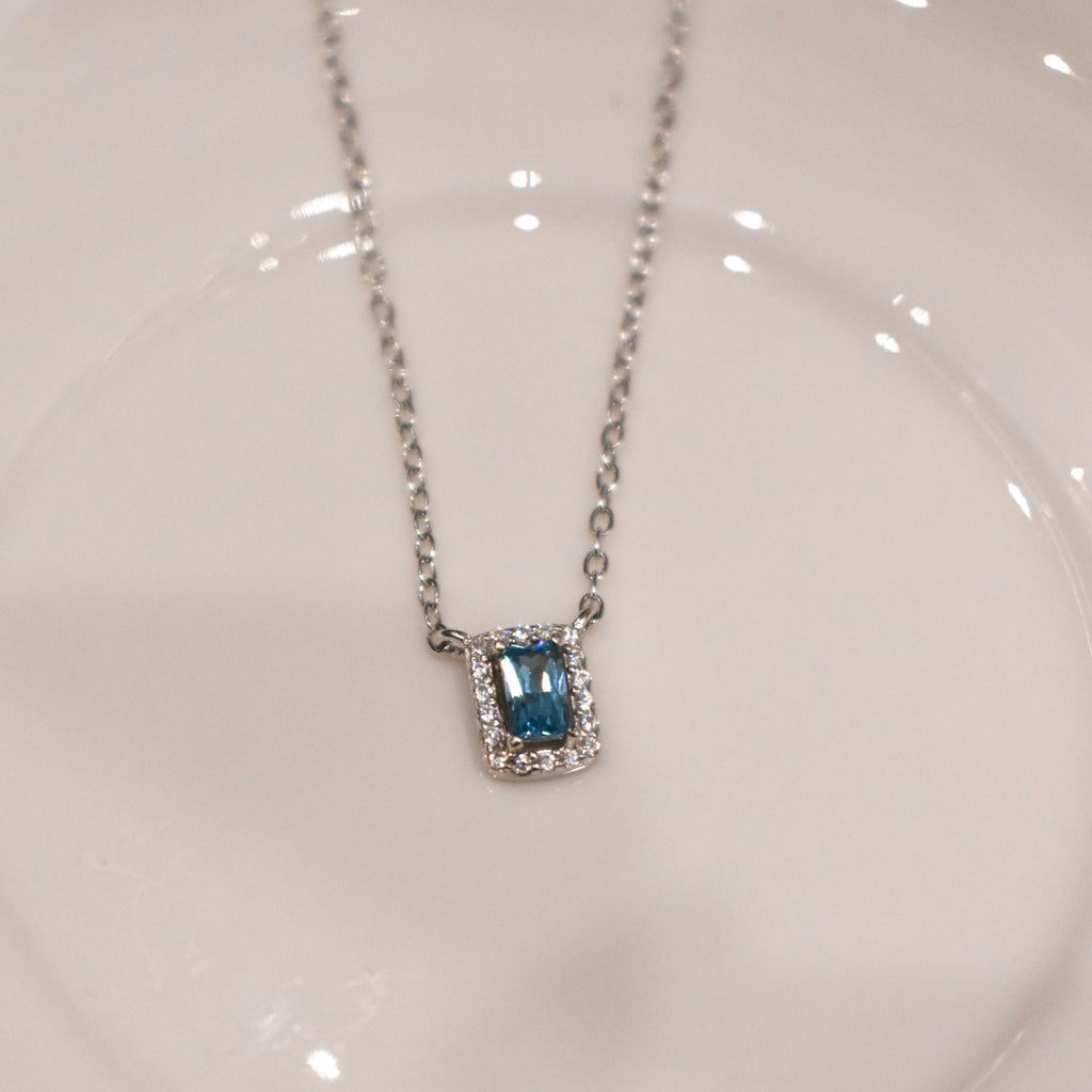 Ocean Blue Tiny Pendant with Chain