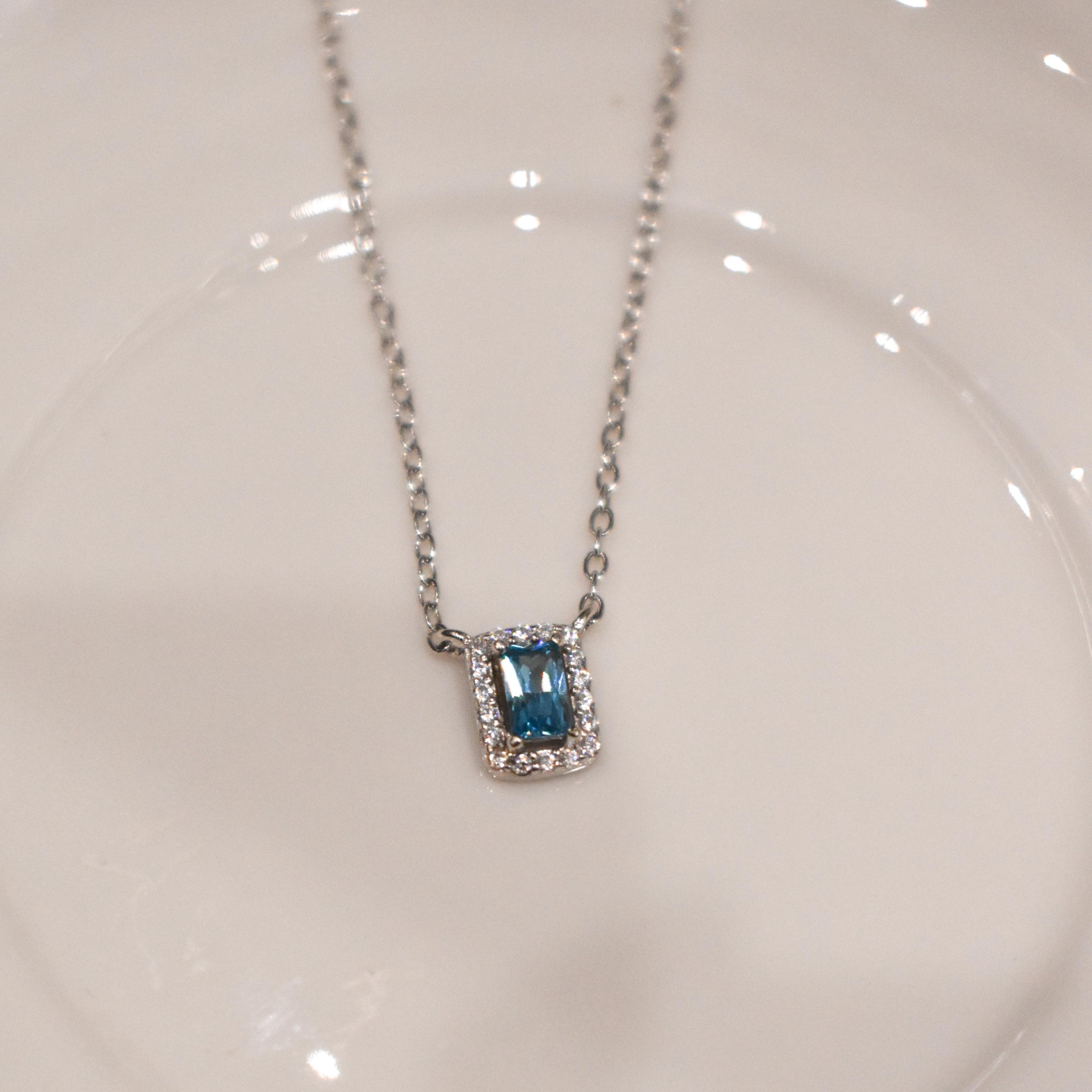 Ocean Blue Tiny Pendant with Chain