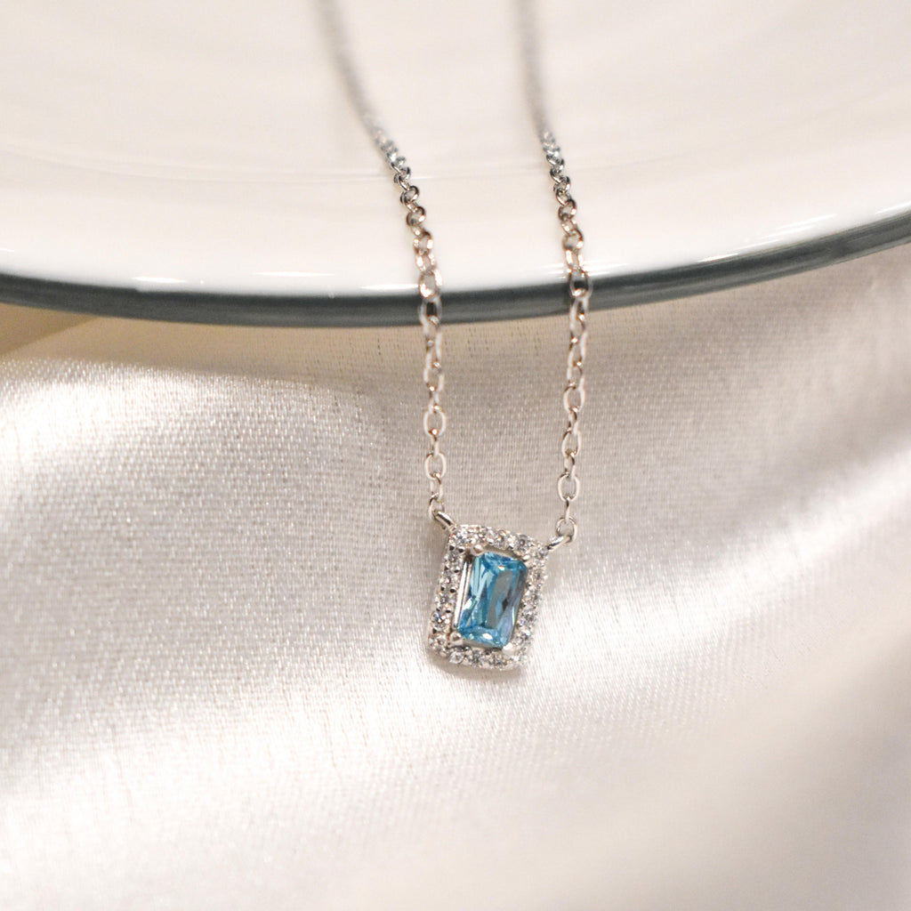 Ocean Blue Tiny Pendant with Chain