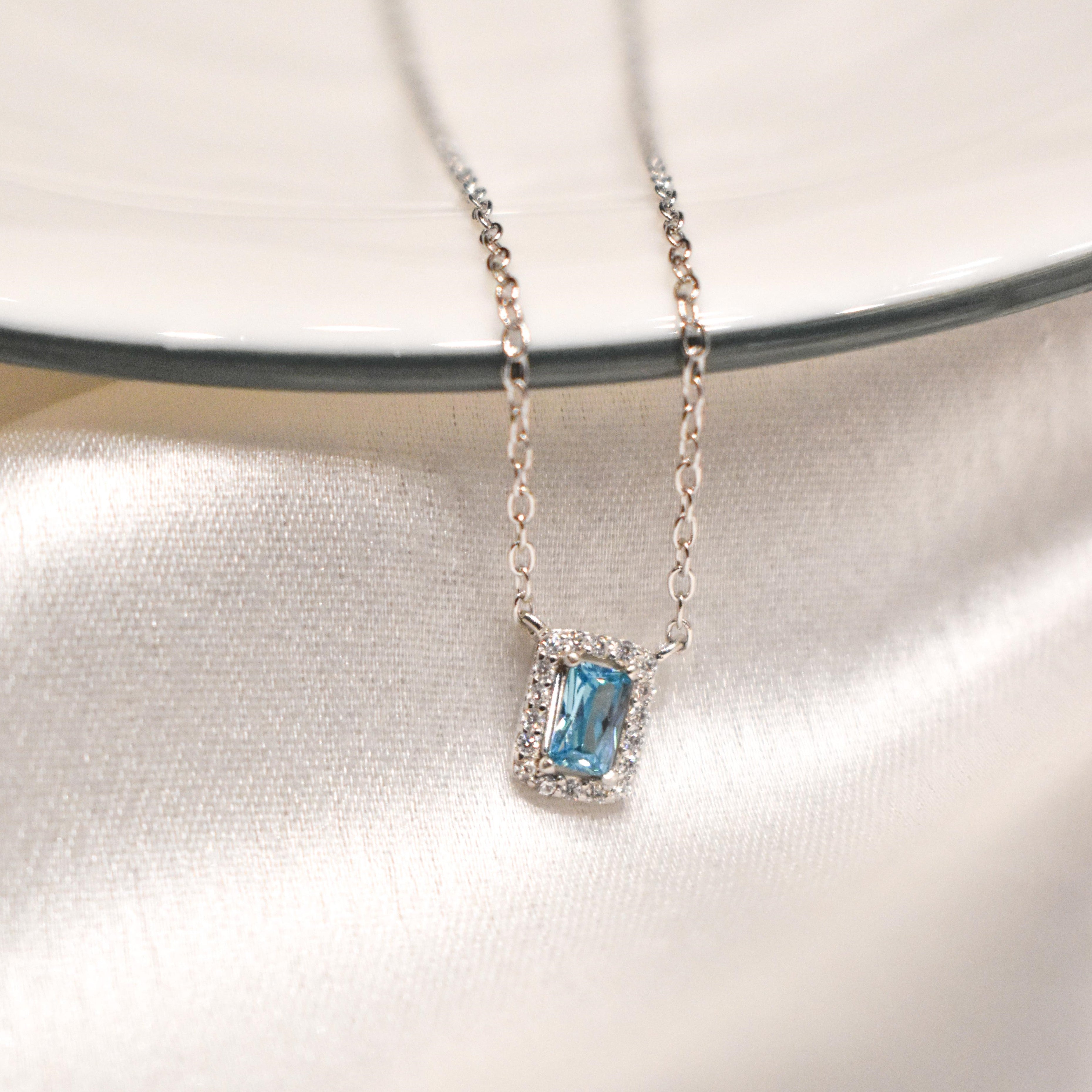 Ocean Blue Tiny Pendant with Chain