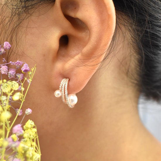 Quirky Sterling Silver Rosegold Earrings