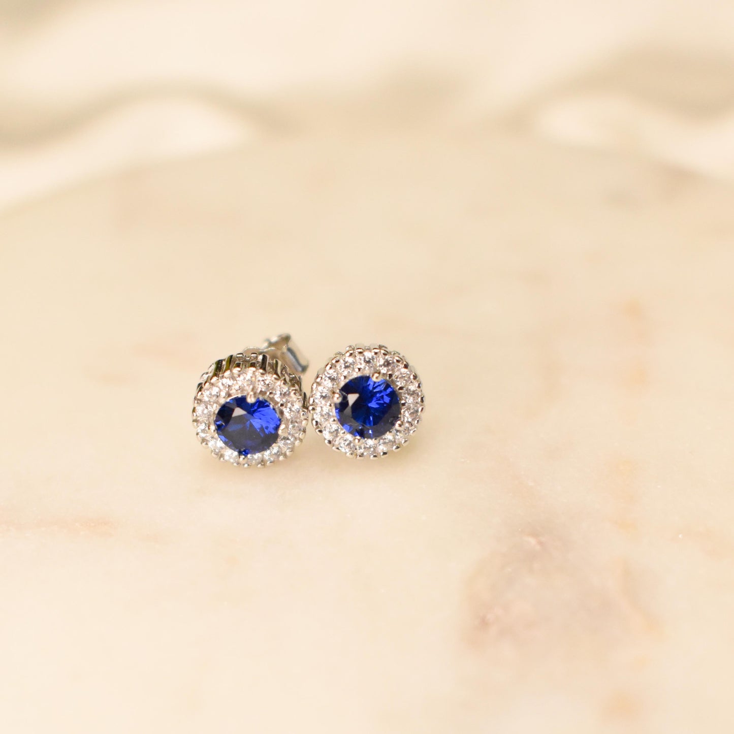 Blue Diamond Silver Earrings