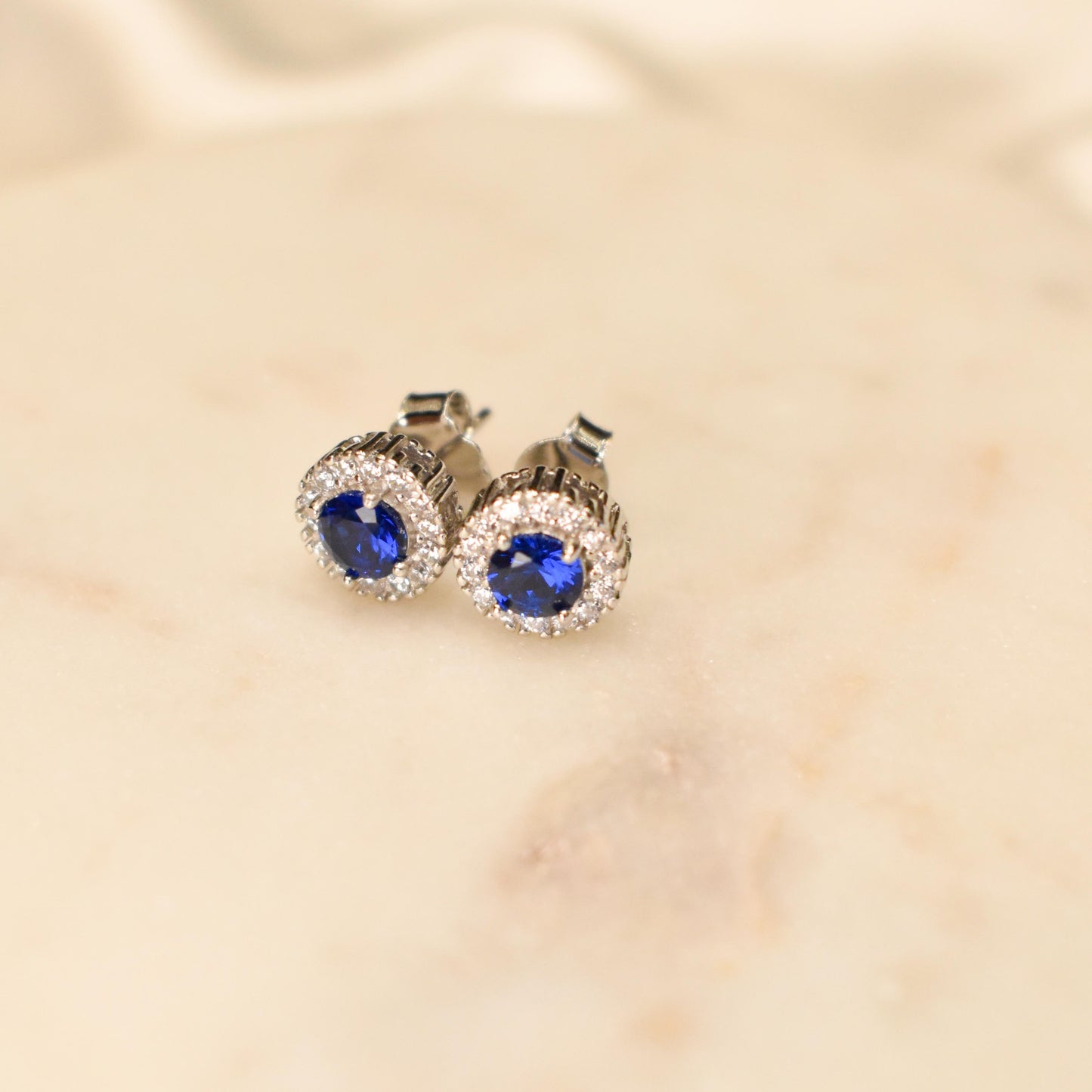 Blue Diamond Silver Earrings