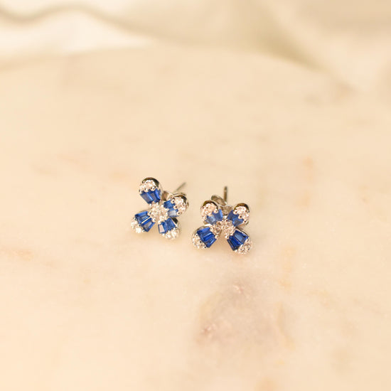 Floral Blue Stud Earrings