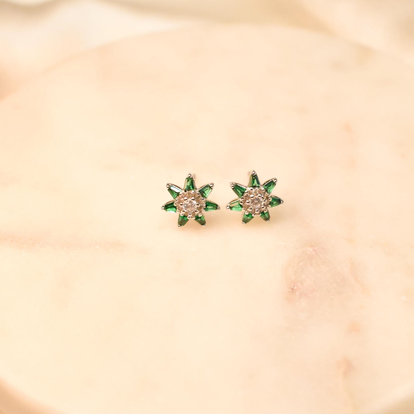 Flower Green Stud Earrings