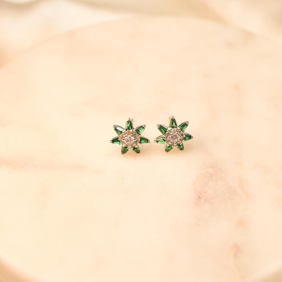 Flower Green Stud Earrings