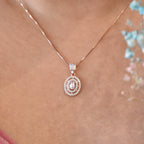 Oval Dual Disk with Solitaire Rosegold Pendant Set