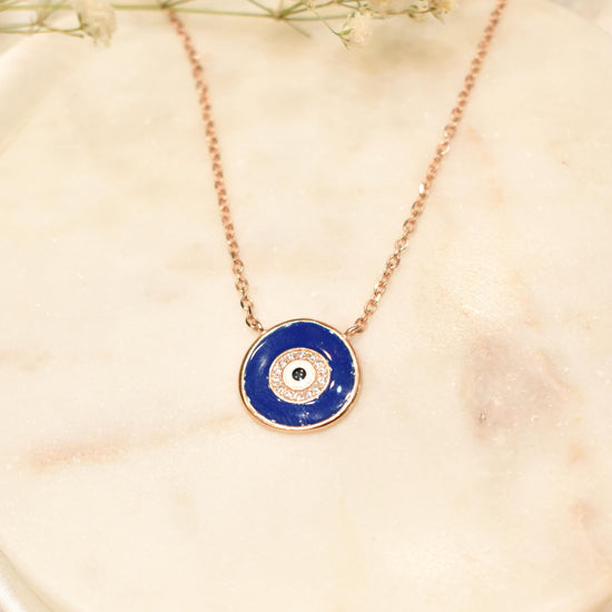 Dark Blue Evil Eye Pendant Chain