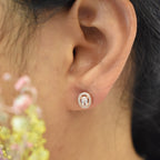 Oval Dual Disk with Solitaire Rosegold Pendant Set