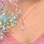 Intricate Droplet Rosegold Pendant Set