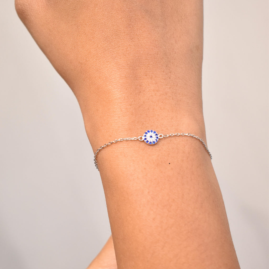 Classic Evil Eye Silver Chain Bracelet
