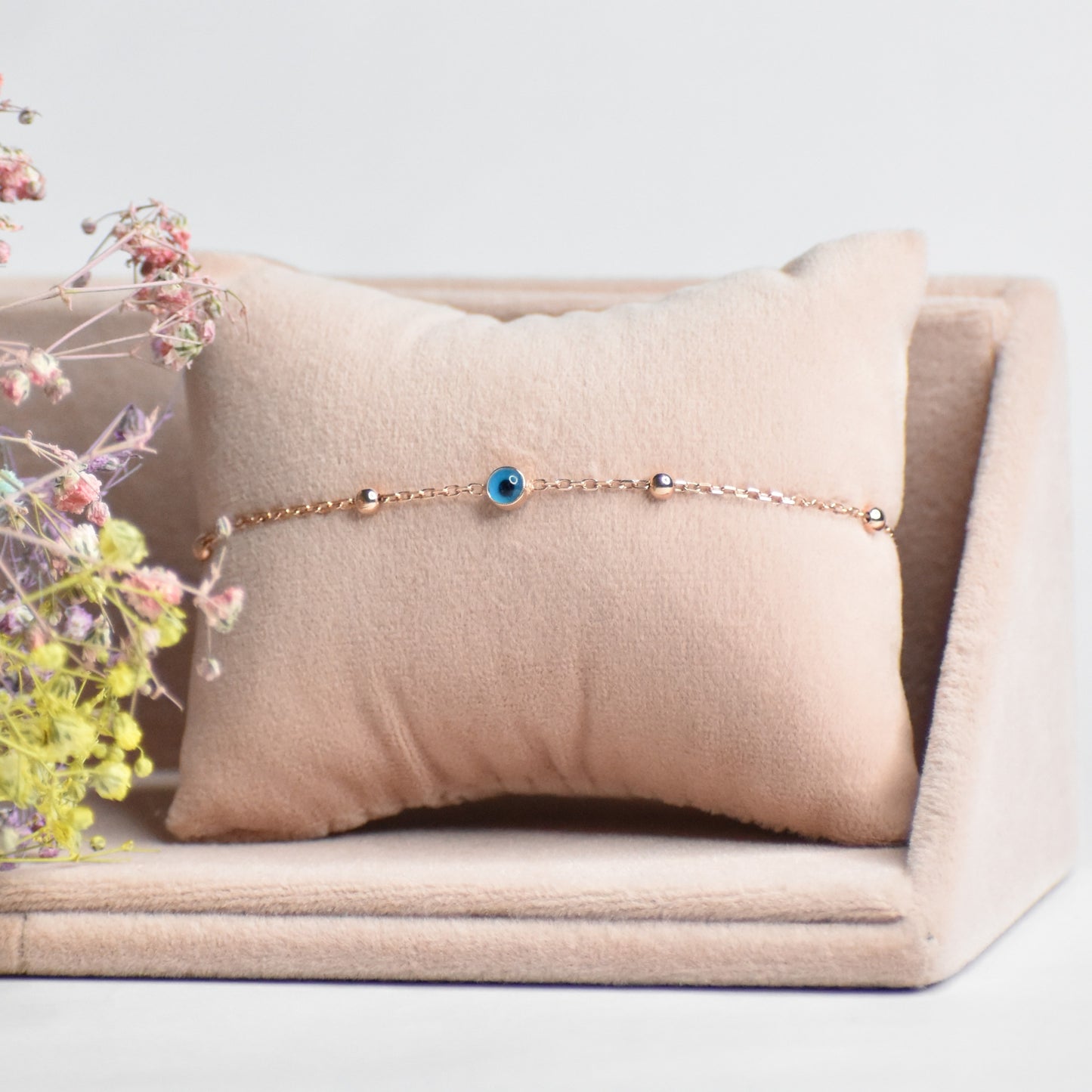 Tiny Rosegold Evil Eye Bracelet