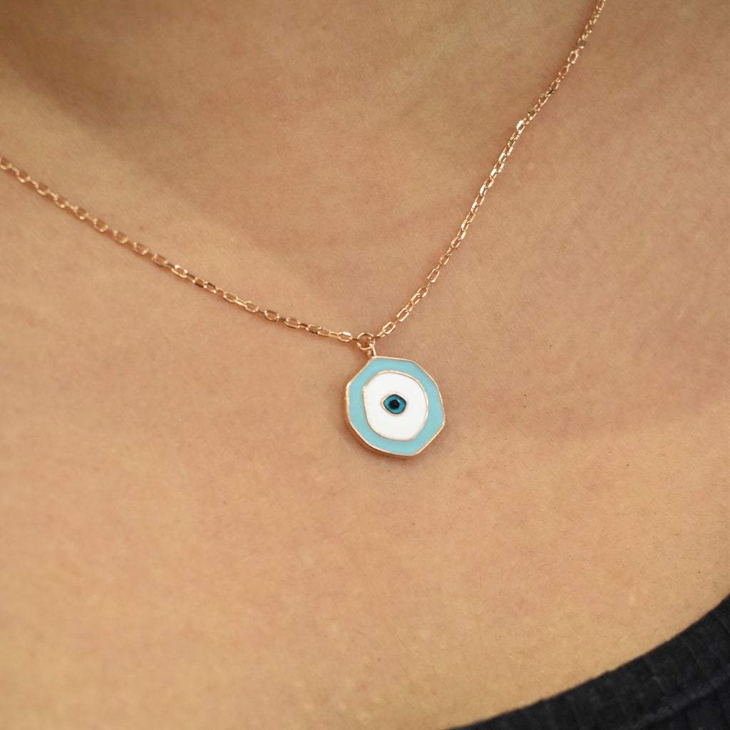 Light Blue Evil Eye Pendant Chain