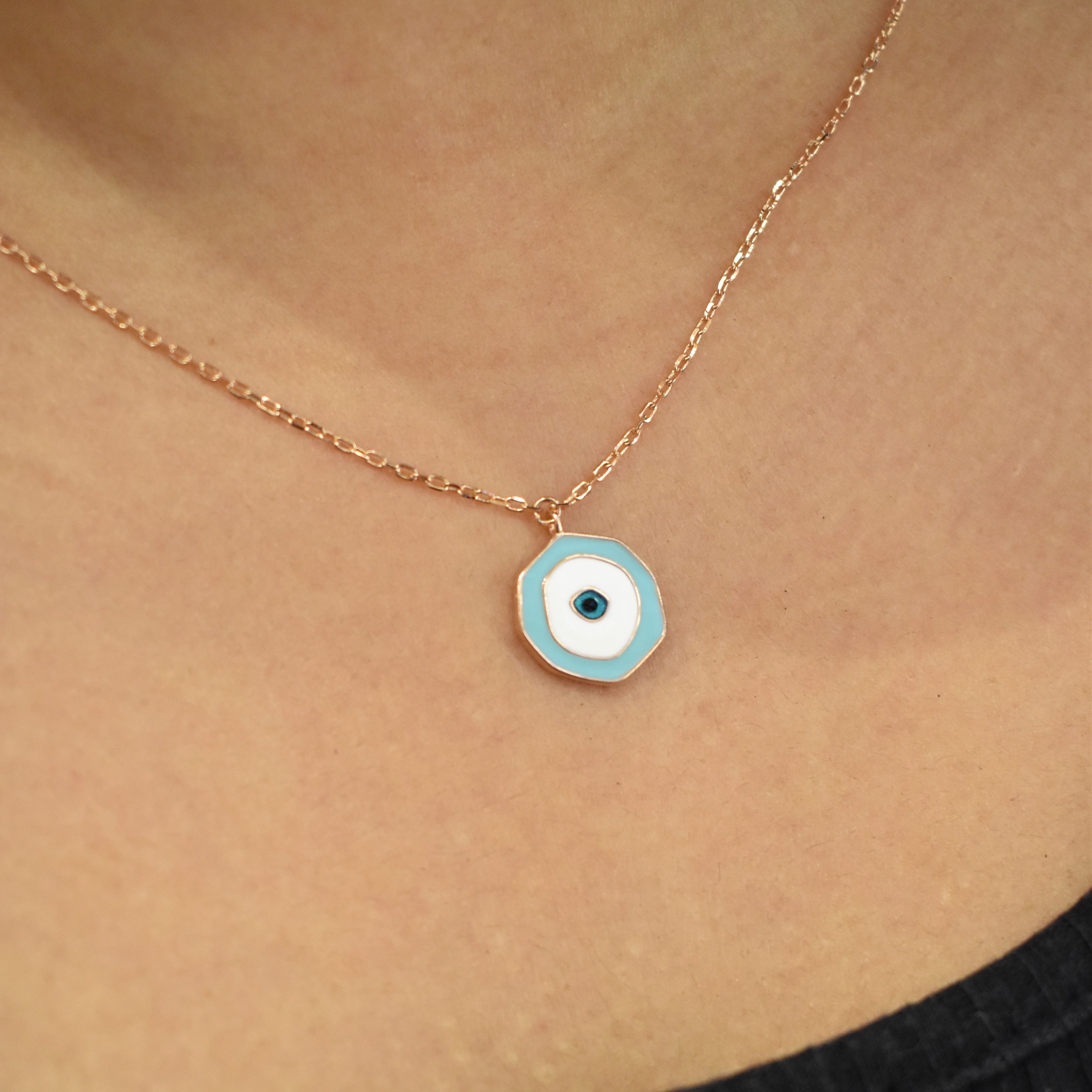 Light Blue Evil Eye Pendant Chain