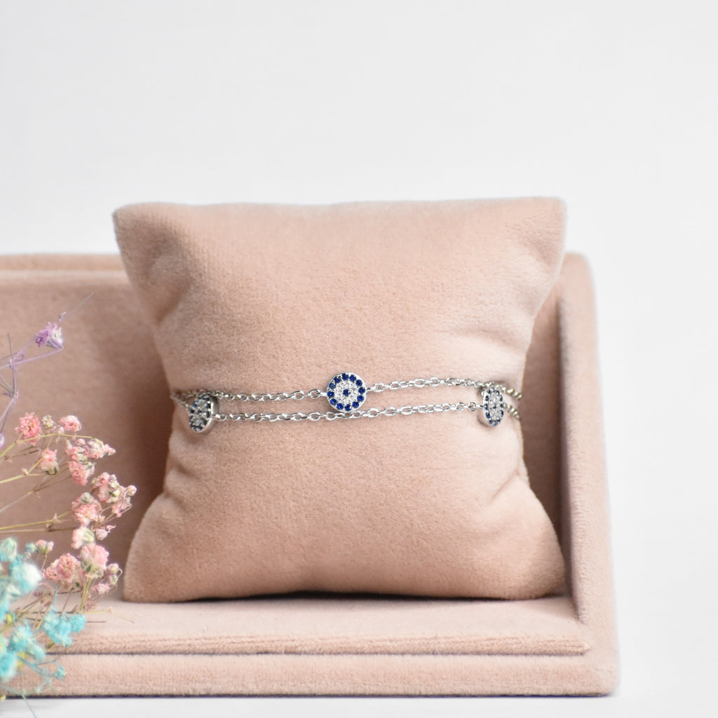 2 Line Whimsical Silver Chain Bracelet