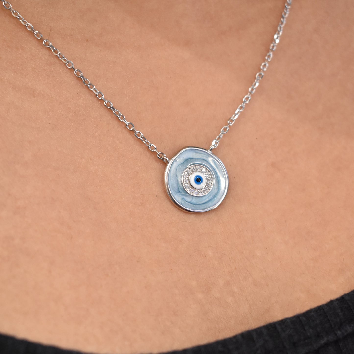 Fluid Evil Eye Pendant Chain