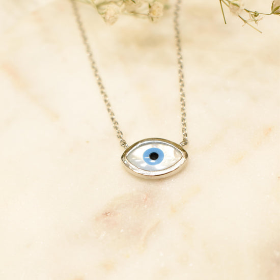 Ocean White Evil Eye Pendant Chain