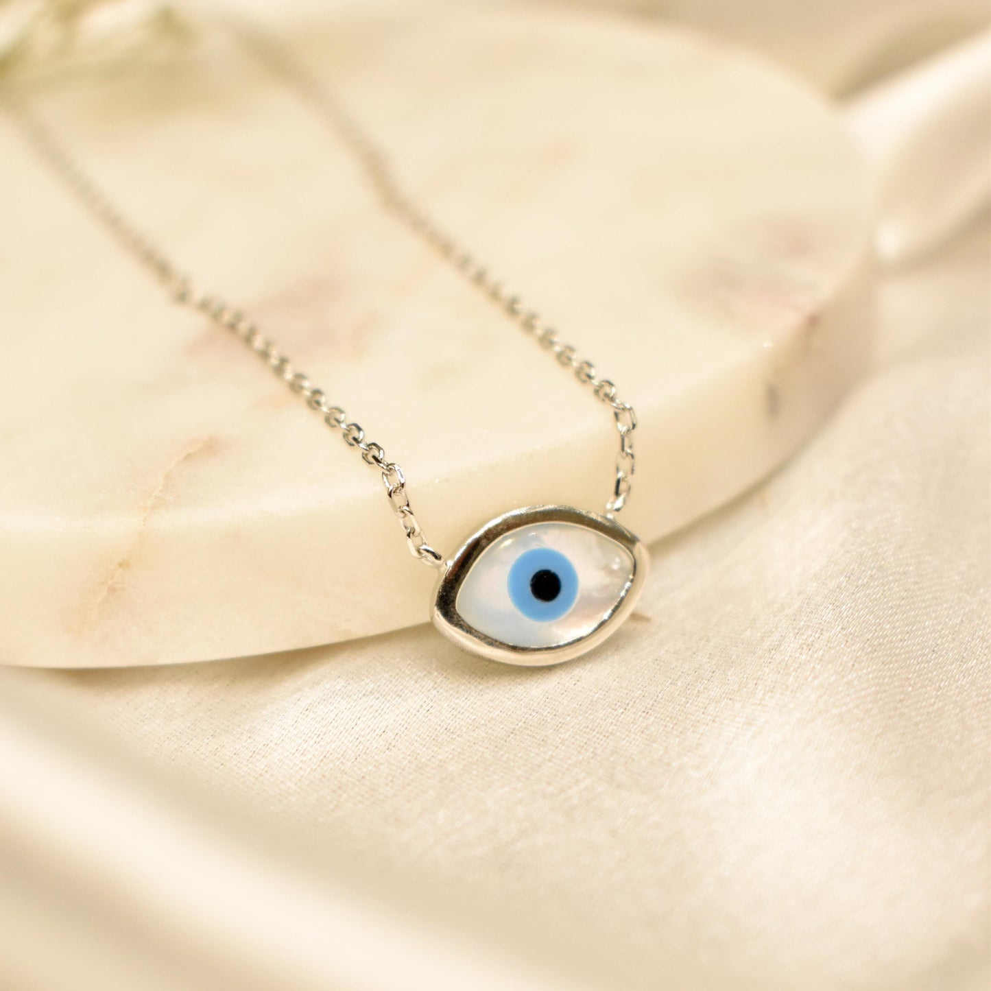 White and Blue Stone Studded Horseshoe Evil Eye Silver Necklaces – Lucky. Evil-Eye.Shop