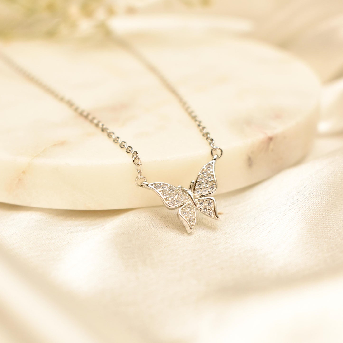 Silver Butterfly Pendant Chain