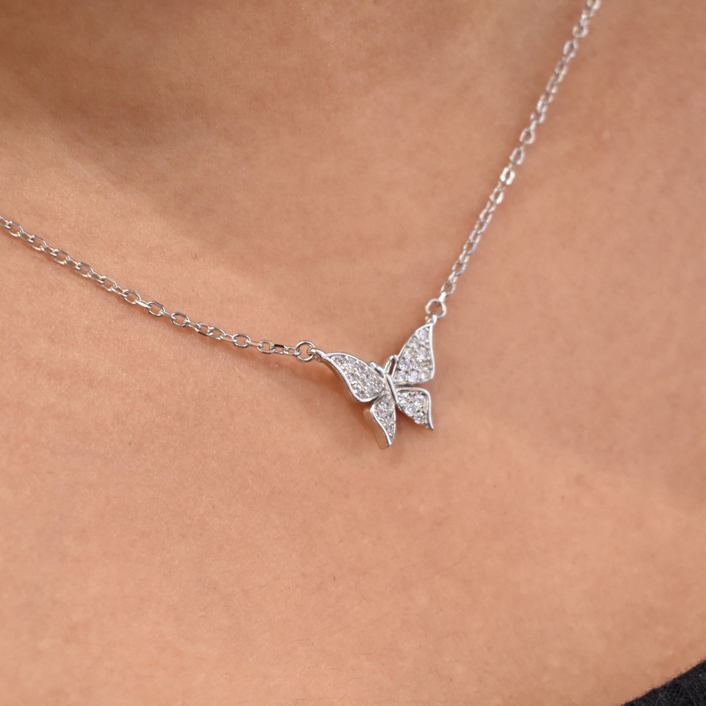 Silver Butterfly Pendant Chain